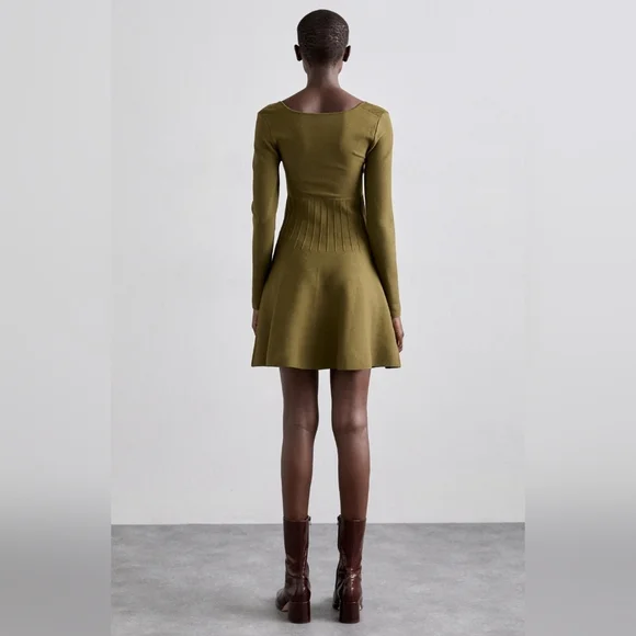 STAUD Military Green Long Sleeve Dress,Size XL. - Picture 3 of 16